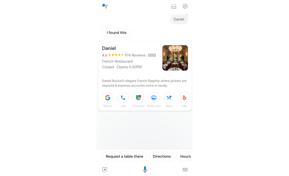 asistente virtual google restaurantes